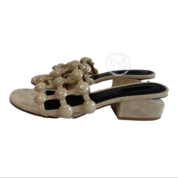 Alexander Wang Lou Caged Slides Studded Sandals - Picture 8 of 11